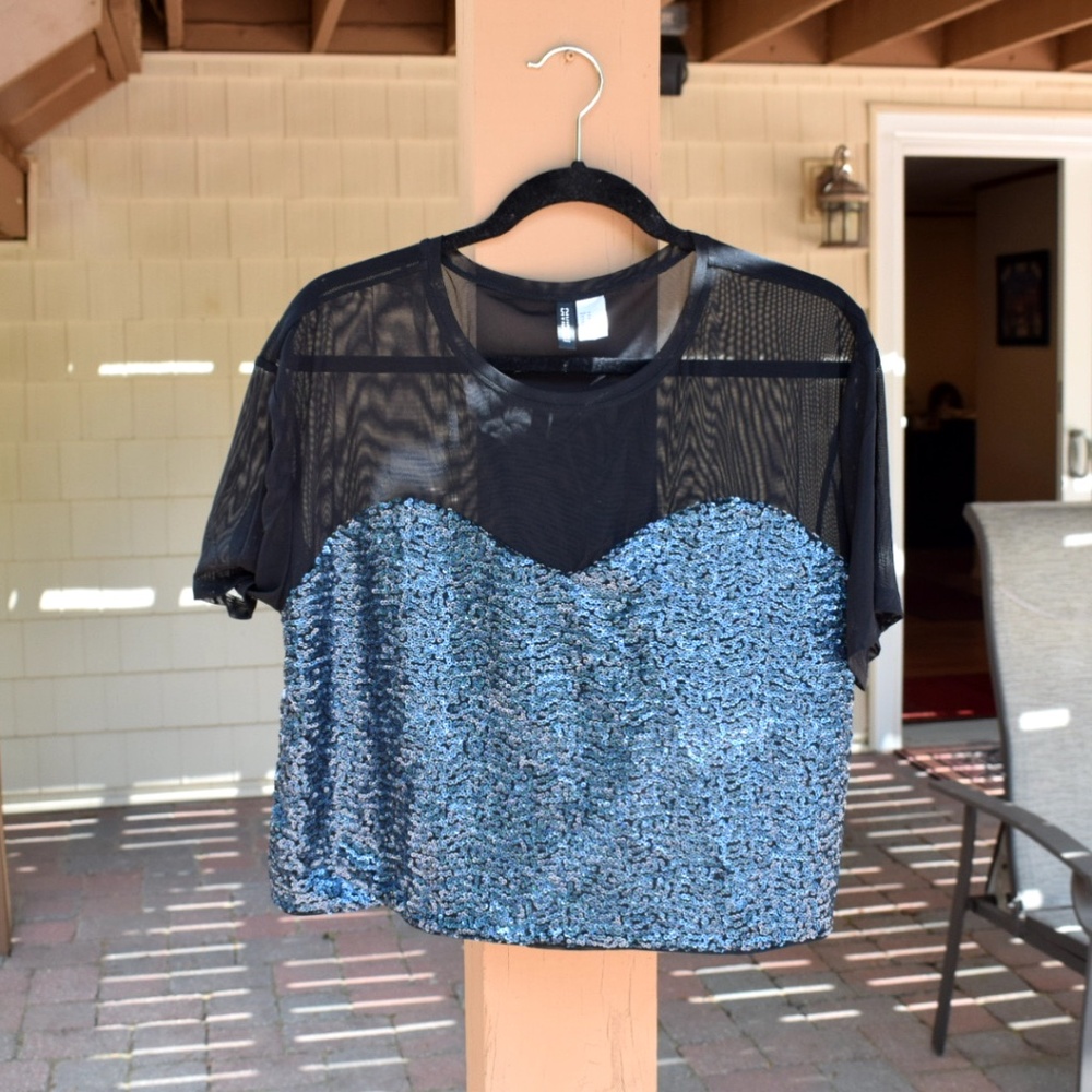 H&M Teal sequined top